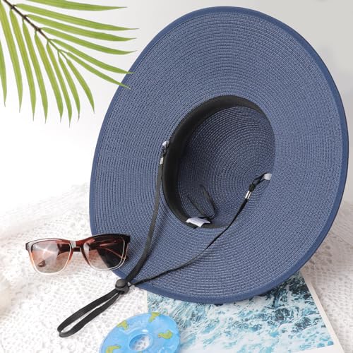 Womens Sun Straw Hat Bowknot Hat Summer Wide Brim Bucket Hats Foldable Beach Sun Hats Roll up UPF 50+