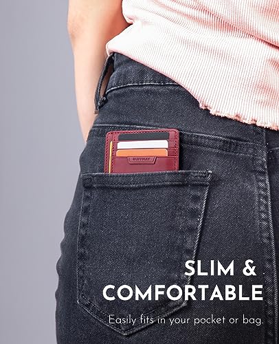 Slim Wallet for Men Women Minimalist Small Leather Front Pocket Wallets with RFID Blocking and Gifts Box