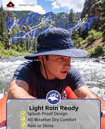 Mens Sun Hat Wide Brim Bucket Hat UPF 50+ Sun Protection Hat for Outdoor Fishing Hunting Camping Beach Safari Navy Blue