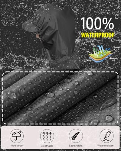 Hooded Rain Poncho Packable Waterproof Unisex Raincoat with Pocket