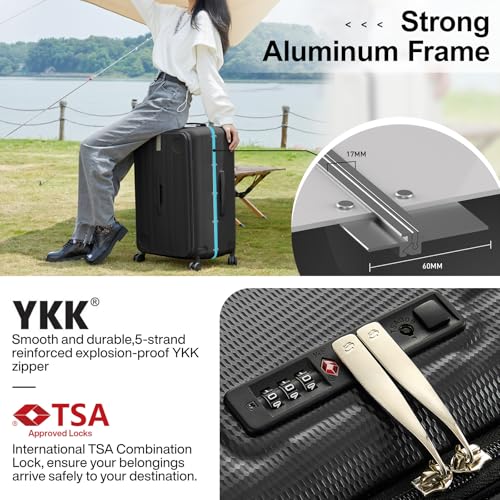 Multifunctional 26 Inch Hard Shell Suitcases with Wheels Travel Approved Luggage Large Rolling Suitcase Checked Luggage for Women Men