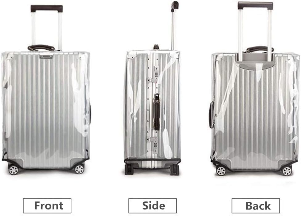 3-Piece Set (20/24/28 Inch) Clear Suitcase Cover (Gray Trim) (3 Count)