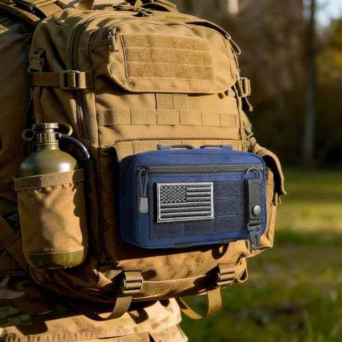 Tactical Molle Admin Pouch Utility Laser Cut EDC Tool Pouch Bag Horizontal Modular Pouches Include US Flag Patch and Keychain