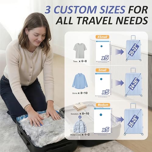 Travel Vacuum Storage Bags with Rechargeable Cordless USB Pump