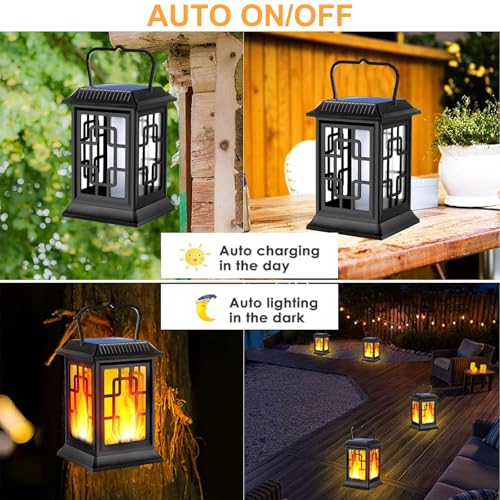 Solar Lantern Outdoor Flickering Flame Hanging Solar Lights (4 Count)