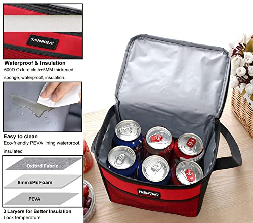 6 Can 5L Lunch Bag for Women Men Portable Lunch Box Small Cooler Bag Soft Collapsible Reusable Insulated Lunch Tote for Everyday Work Travel