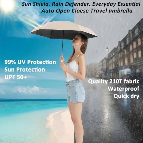 Small Compact Travel Umbrella with UV Protection for Sun & Rain