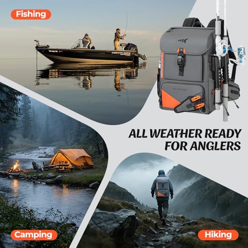 All Weather Waterproof Fishing Backpack With 2 Rod Holder