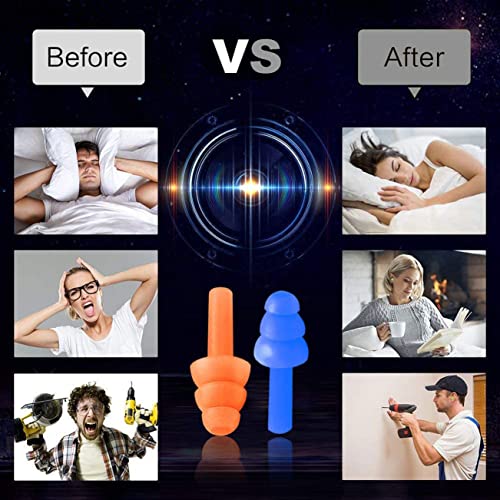 Earplugs for Sleeping Noise Cancelling Reusable Silicone Ear Plugs Suitable for Swimming Travel Snoring Airplanes Study Work Noisy Places（8Pairs） (8 Count)