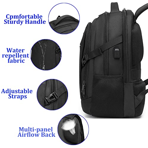 Travel Work Laptop Backpack With USB Charging Charger Port Fits 15.6 Inch Notebook Business Anti Theft College Computer Bag Back Pack for Women Men with Rain Cover
