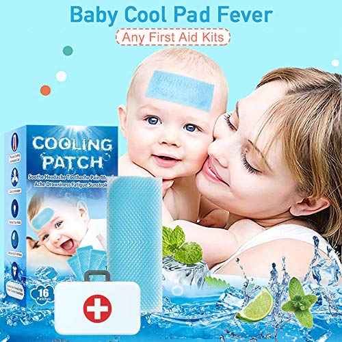 16 Sheets Baby Cool Pads for Kids Fever Discomfort and Pain Relief (16 Count)