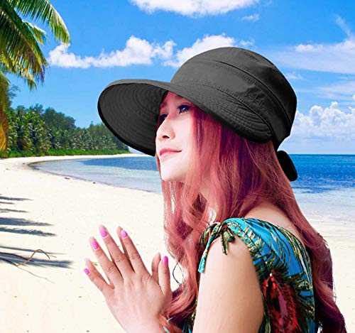 Sun Hats for Women with UV Protection Wide Brim Sun Hat Visor Summer Beach Outdoor Foldable Womens Cap