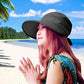 Sun Hats for Women with UV Protection Wide Brim Sun Hat Visor Summer Beach Outdoor Foldable Womens Cap Rose
