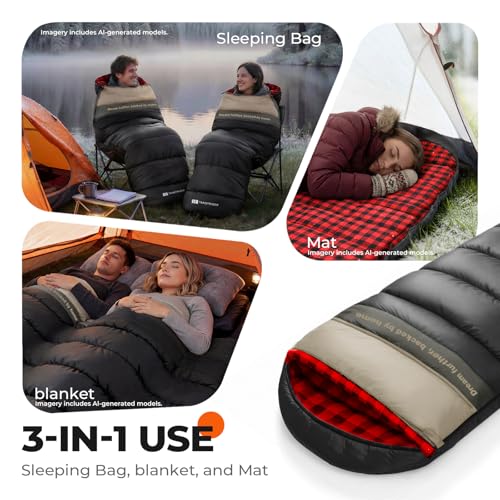 Cotton Flannel XXL Winter Sleeping Bags for Adults Big and Tall