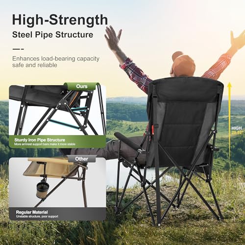 Oversized Camping Chairs High Back Heavy Duty Lawn Chair 500LBS (2 Count)
