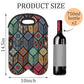 Square Mandala 2 Bottle Wine Carrier Tote Bag Insulated Wine Bottles Neoprene Bag with Secure Carry Handle Portable Wine Cooler Bag for Travel Picnic Beach (2 Count)