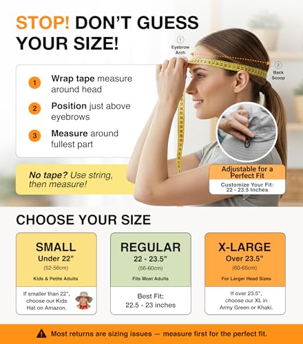 Safari Hat for Men Sun Hats for Women UV Protection UPF 50+ Fishing (2 Count)