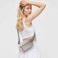 2L Fanny Packs Everywhere Belt Bag Small Fashion Crossbody Waist Pack Faux Leather Waterproof Sling Chest Bag For Women Trendy Grey