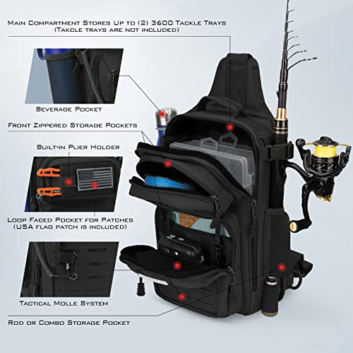 BlowBak Fishing Sling Bag With Rod Holder
