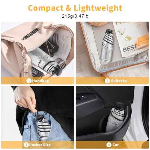UPF 50+ UV Protection Umbrella Mini Travel Umbrella for Purse Compact