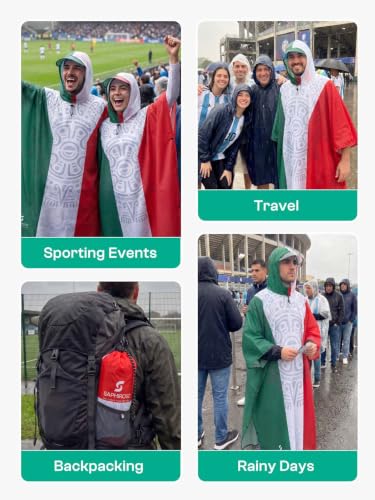 Adult Rain Poncho Waterproof Hooded Raincoat Lightweight Packable