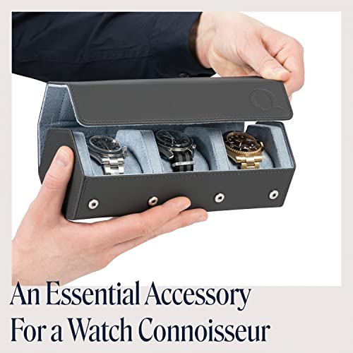 Leather Watch Roll Travel Case for 3 Watches