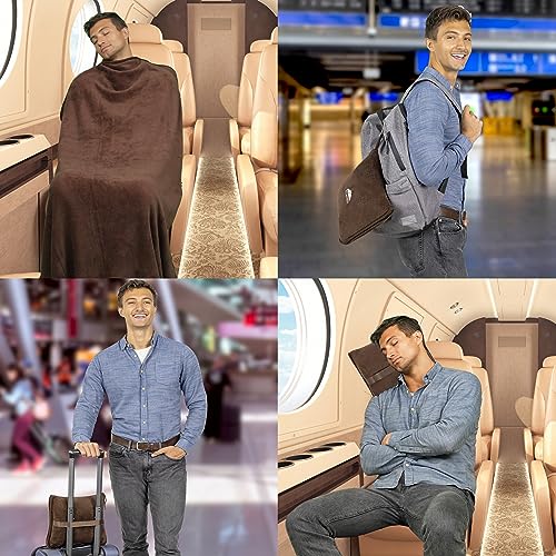 Premium Soft Travel Blanket Pillow Air Plane Essentials