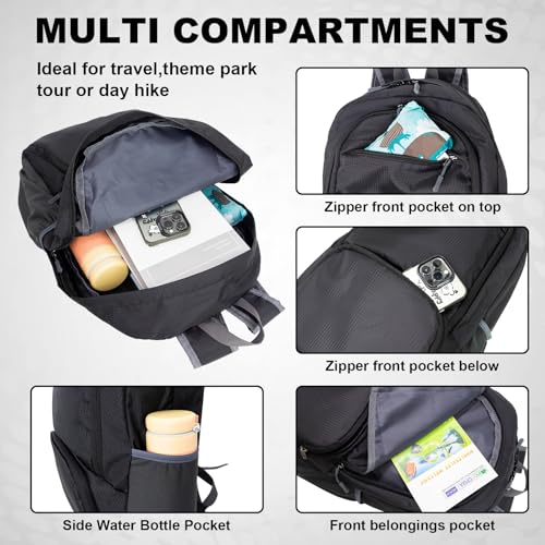 20L Lightweight Packable Hiking Daypack Foldable Backpack for Men Women Small Travel Outdoor Foldable Shoulder Bag