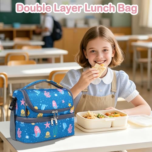 Double Decker Cooler Insulated Lunch Bag Large Tote for Boys