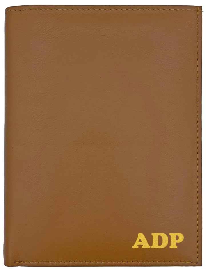 Deluxe Personalized Monogrammed Light Brown RFID Leather Passport Wallet