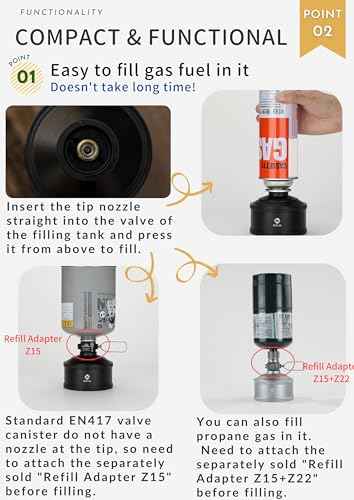 CAMPINGMOON Replacement Empty Refillable Gas Fuel Cylinder Standard for Backpacking Camping Stove EN417 Lindal Valve 110g TC