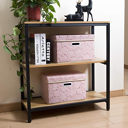 Collapsible Storage Cubes with Lids Fabric Decorative Storage Bins Boxes Organizer Containers Baskets with Cover Handles for Bedroom Closet Living Room 14.9x9.8x9.8 Inch 3 Pack (3 Count)