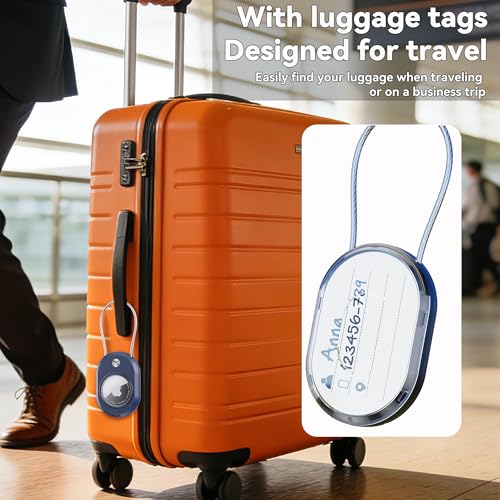2 Pack for AirTag Holder Keychain with Luggage Tag