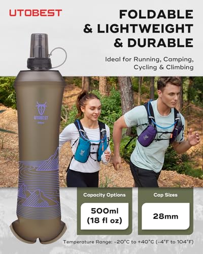 Soft Flask 500ml Collapsible Running Water Bottles (2 Count)