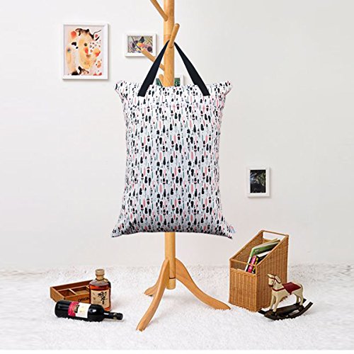 BABY 2 Pack Large Wet Dry Bag Waterproof Hanging Cloth Diaper with Double Zippered Pockets 25x18 inches (2 Count)
