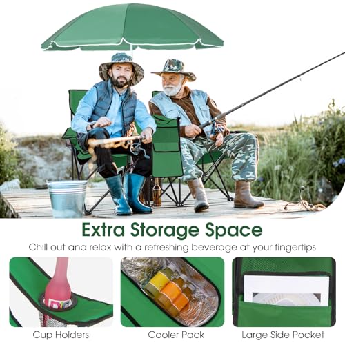 Double Camping Chair with Umbrella