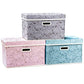 Larger Collapsible Storage Cubes with Lids Fabric Decorative Storage Bins Boxes Organizer Containers Baskets with Cover Handles for Bedroom Closet Living Room 17.7x11.8x11.8 Inch 3 Pack (3 Count)