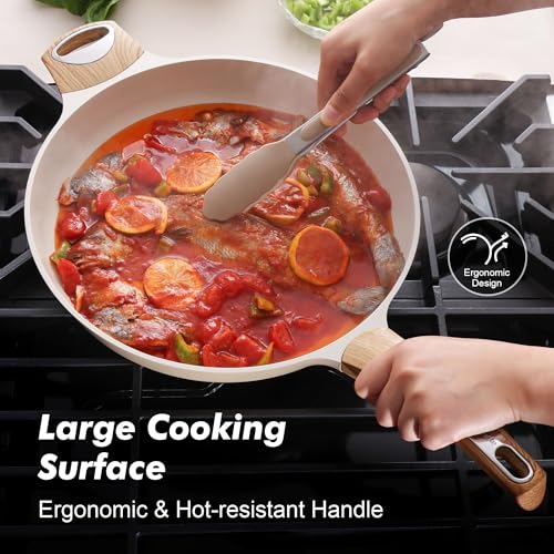 12.5inch Ceramic Nonstick Frying Pan Paella Pan Skillet