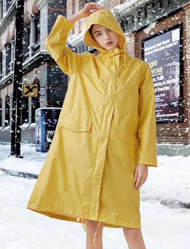 Waterproof Rain Poncho for Women Packable Hooded Raincoat with Pocket