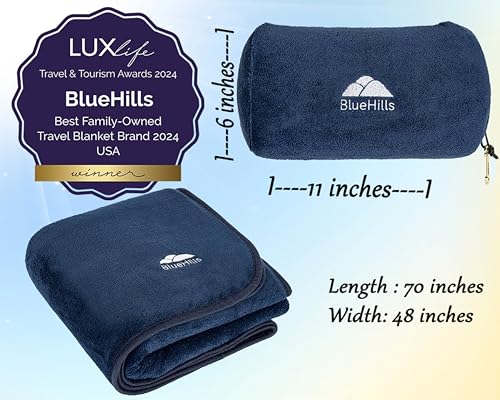 Premium Soft Rolled Travel Blanket Pillow Airplane