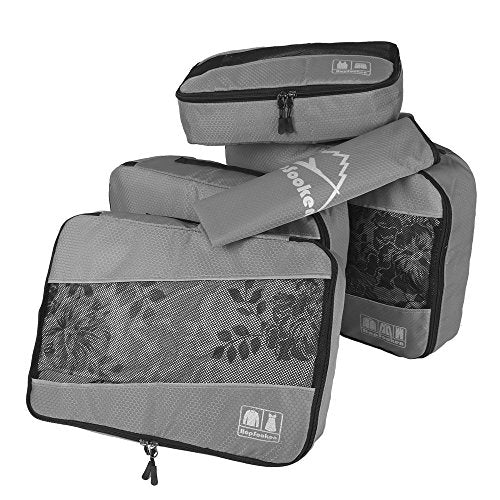 5pc Packing Cubes Set Large Travel Luggage Organizer 4 Cubes 1 Laundry Pouch Bag (5 Count)