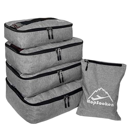 5 Set Packing Cubes for Travel Large Suitcase Luggage Organizer Bags Travel Accessories Vacation 4 Cubes 1 Laundry Pouch Bag (5 Count)