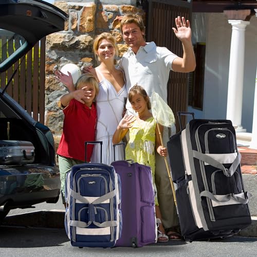 29 inch Jumbo Size 8 Pockets Wheeled Rolling Duffel Bag Water Resistant Luggage Lightweight Travel Suitcase with Retractable Handle