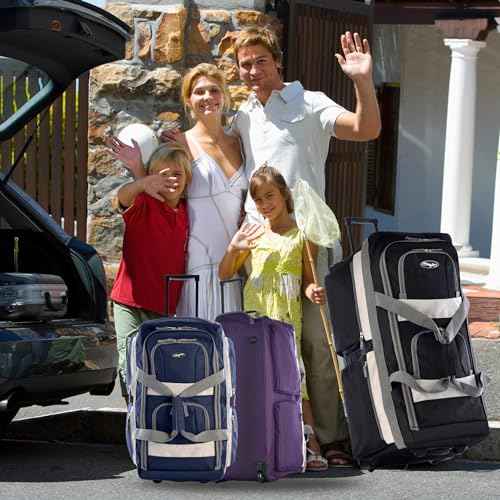 22 inch Carry On 8 Pockets Wheeled Rolling Duffel Bag Water Resistant Luggage Lightweight Travel Suitcase with Retractable Handle