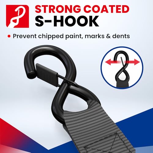 MOCA Heavy Duty Ratchet Straps Tie Down 4 Pack 1.6" x 8 ft (4 Count)