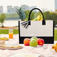 Classic White & Black Cotton Canvas Tote Bag