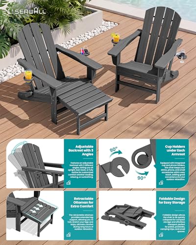 HDPE Folding Adjustable Adirondack Chair with Footrest