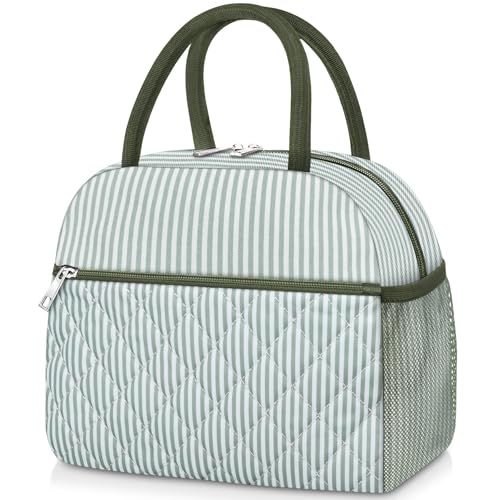 Lunch Bag Lunch Box for Women Adult Men Insulated Quilted Reusable Large Lunch Tote Bag Leakproof Simple Cooler Bag for Work Office Picnic Beach or Travel