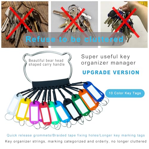 Portable Key Organizer Manager with Enlarged Window for Writing and Displaying More Text (30 Count)