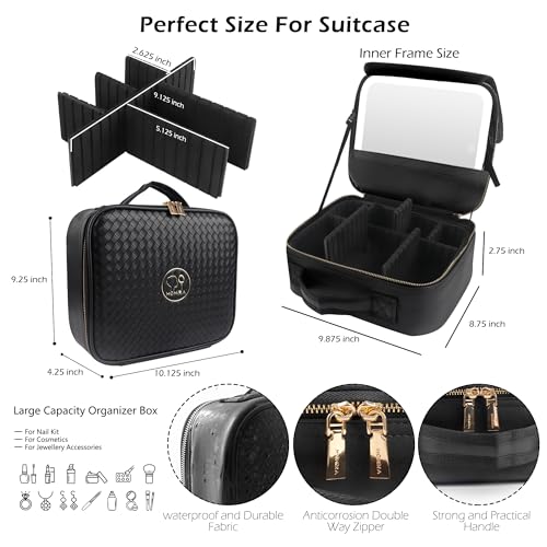 Travel Makeup Bag Cosmetic Bag Makeup Organizer Bag with Lighted Mirror